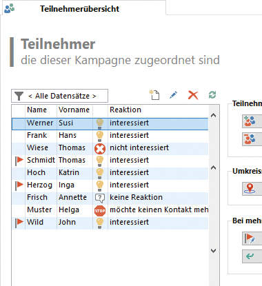 Im Kampagnenmanagement Reaktion auf eMailing erfassen