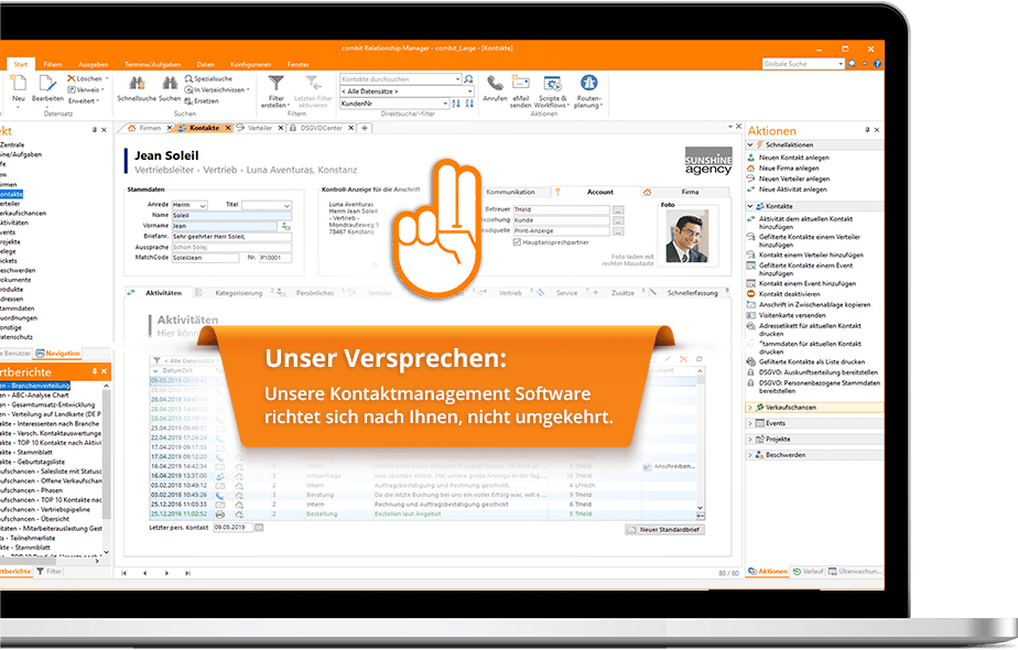 Beispielansicht Kontaktmanagement Software