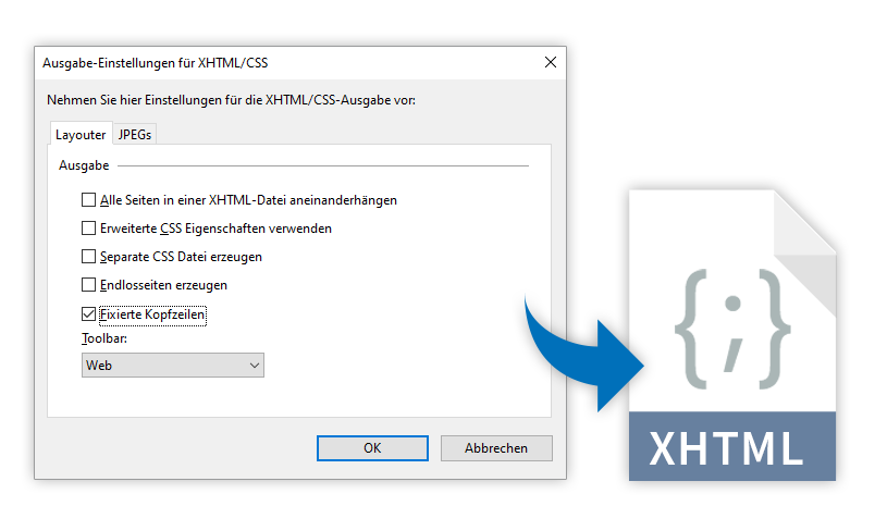 Neue Funktionen im XHTML-Export