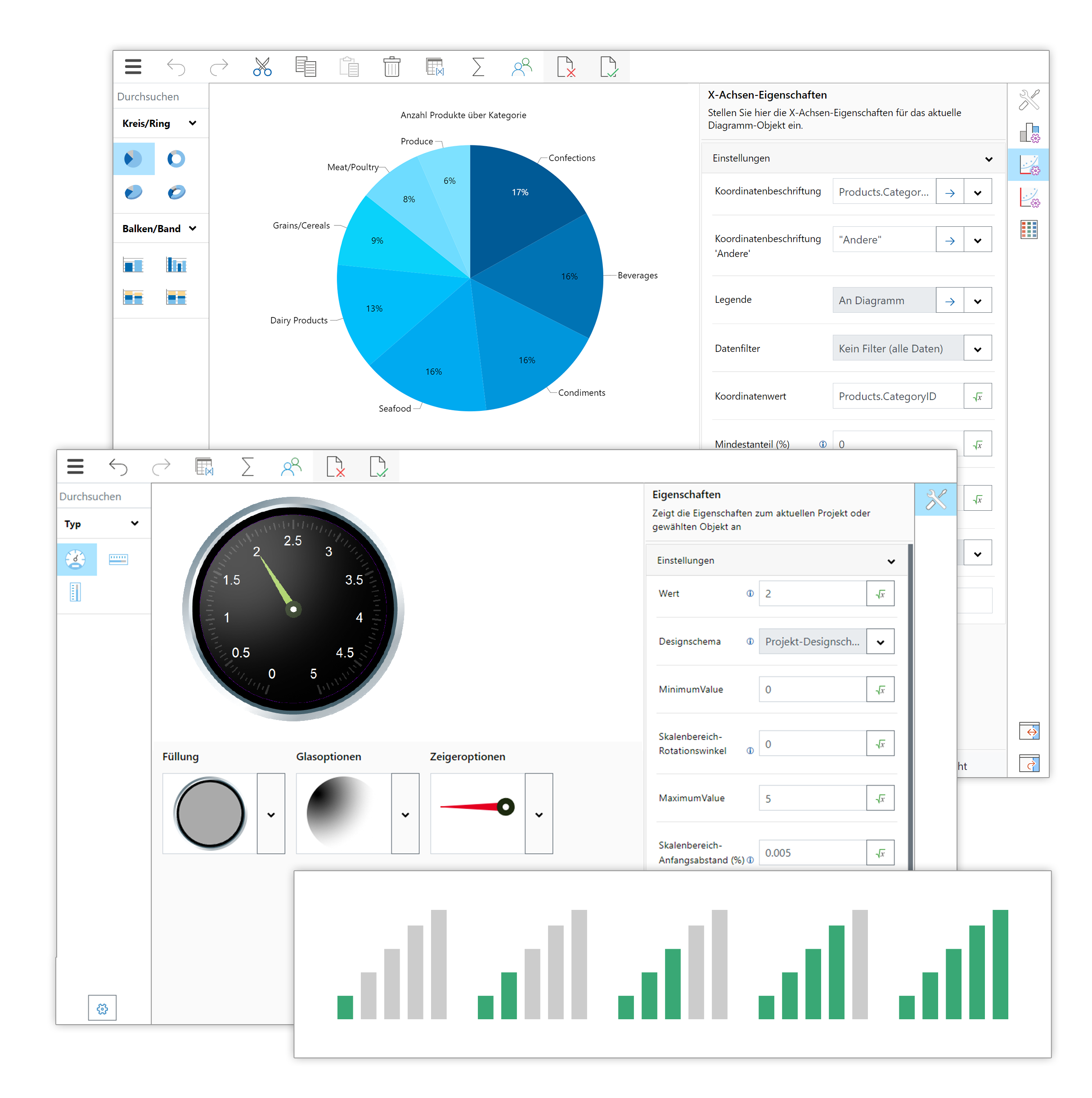 Neue Design-Objekte Web Report Designer