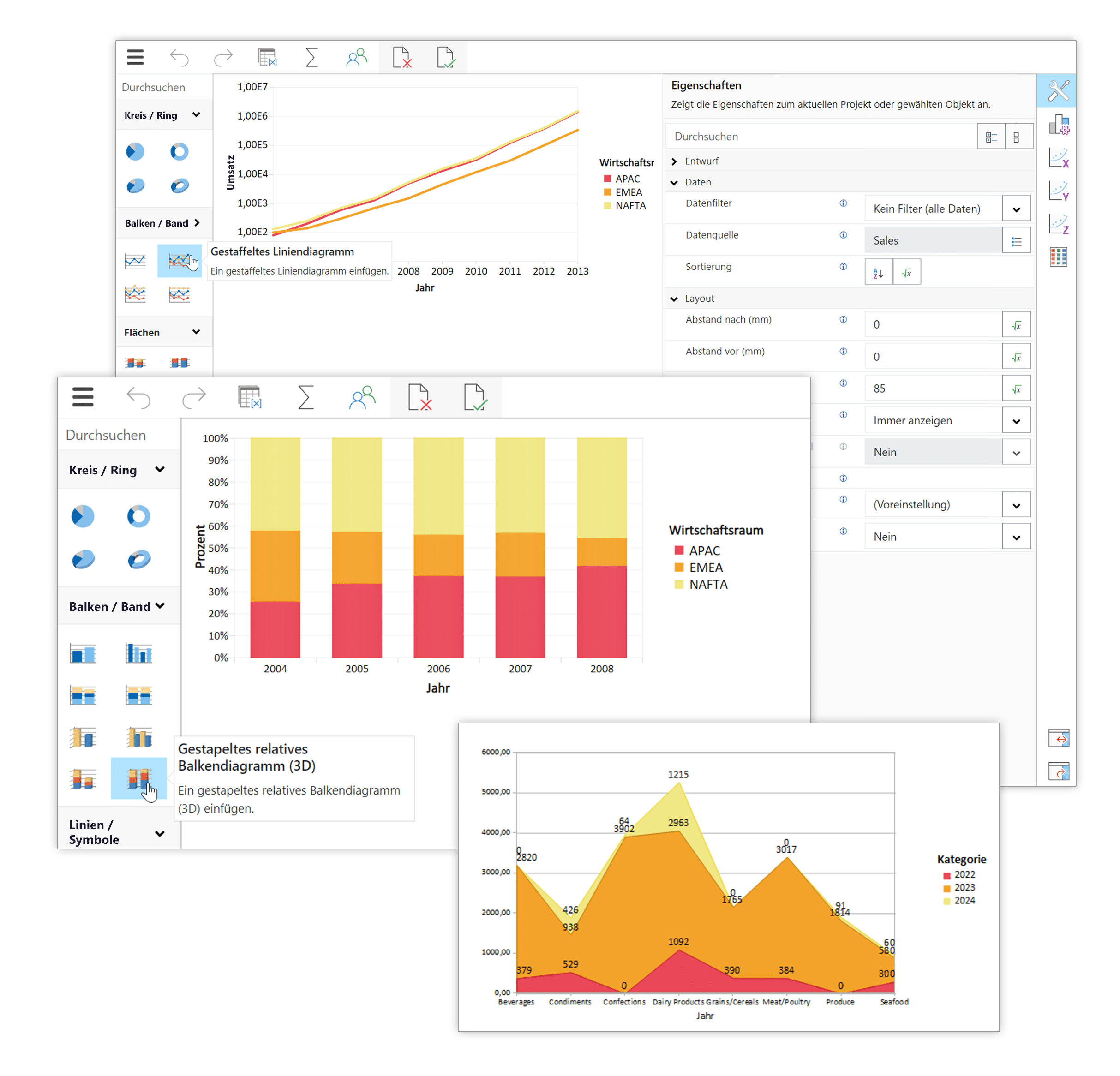 Neue Diagrammtypen im Web Report Designer