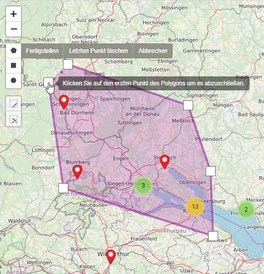 geografische filter auf landkarte verwenden