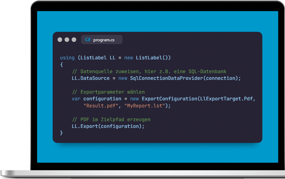 Datenanbindung an Reporting Tool